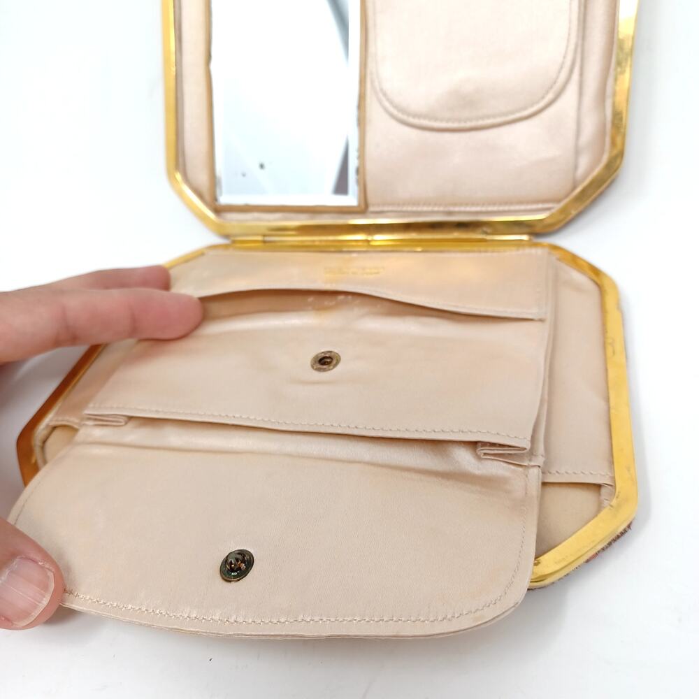 Vintage I.magnin & Co Made In France Women 1960s Wallet With Mirror - Picture 8 of 11